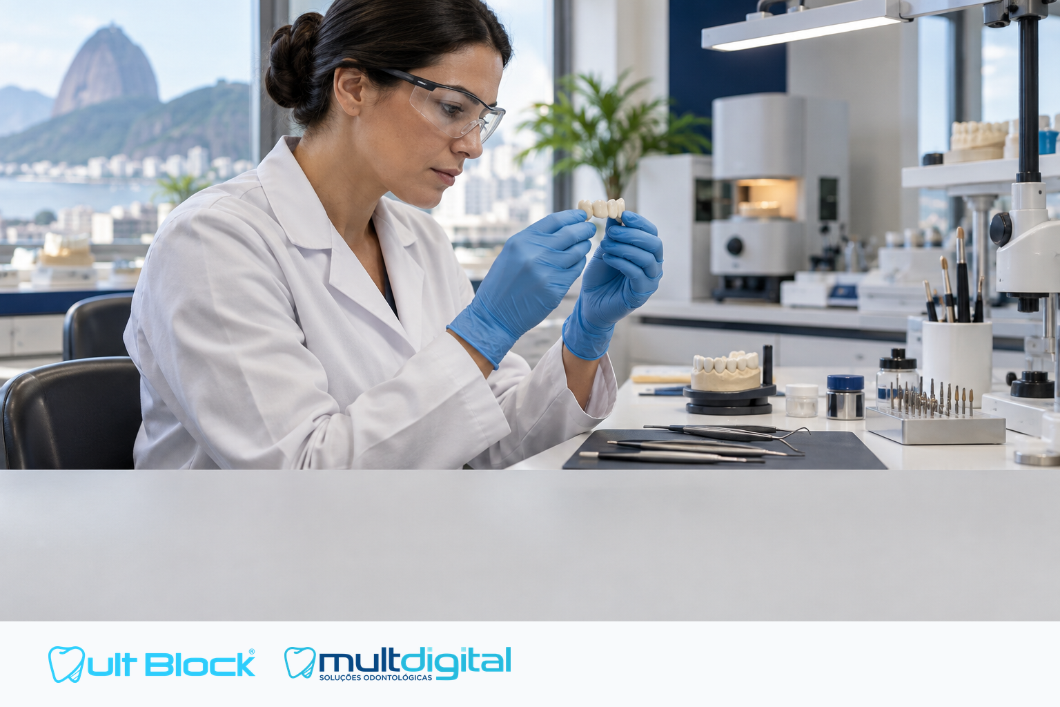 Profissional em ação com assinaturas MultBlock e Multdigital
